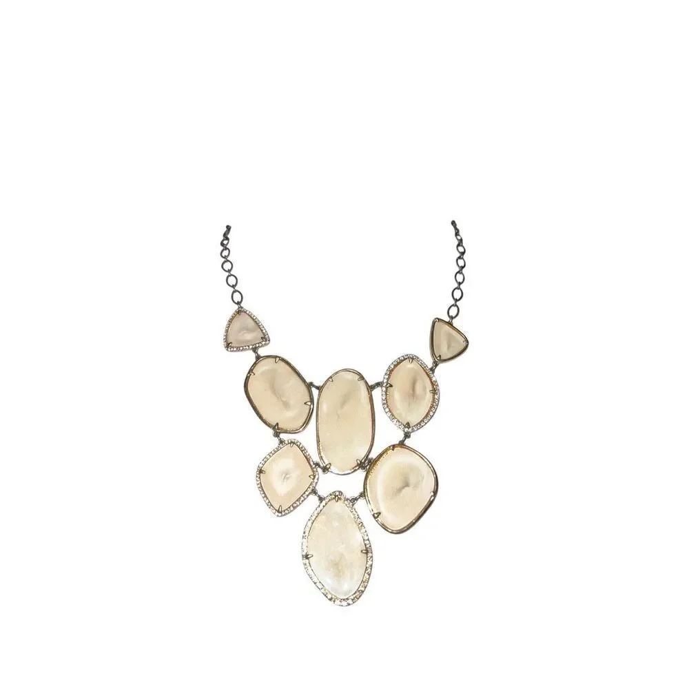 Stella & Dot Women's Clear Pave Detail Fiona Bib Necklace Gold & Ivory OS